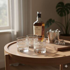 ONE (1) Iittala Niva Double Old Fashioned Glass Tapio Wirkkala Finnish MCM 3.5"